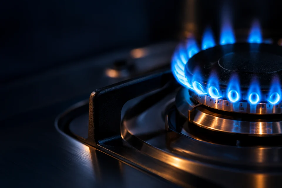 Bruciatore a gas con fiamma blu